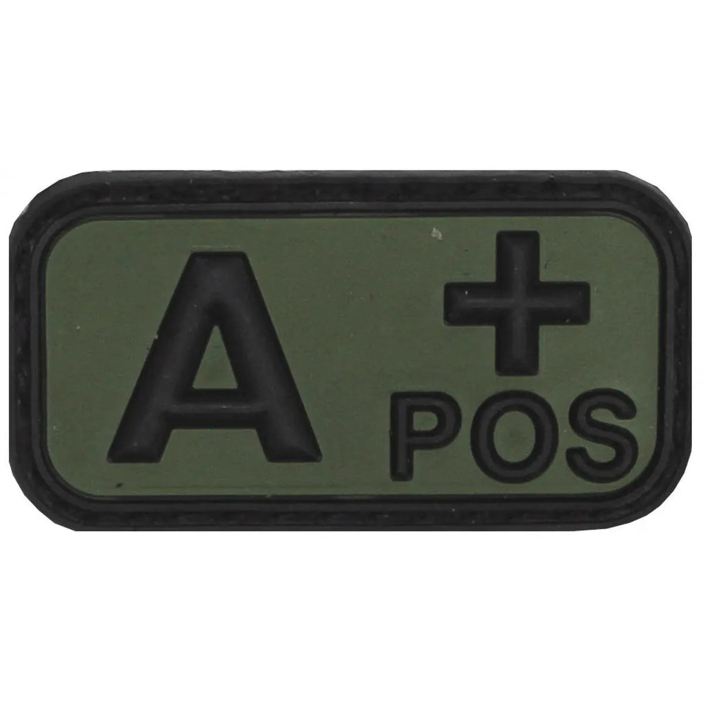 District Airsoft A positive PVC morale patch olive drab rectangular A POS airsoft blood type patch