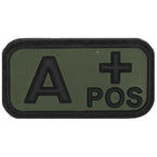 District Airsoft A positive PVC morale patch olive drab rectangular A POS airsoft blood type patch