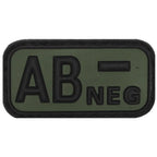 DISTRICT AIRSOFT olive green PVC morale patch with raised black AB negative label for tactical gear airsoft blood type patch