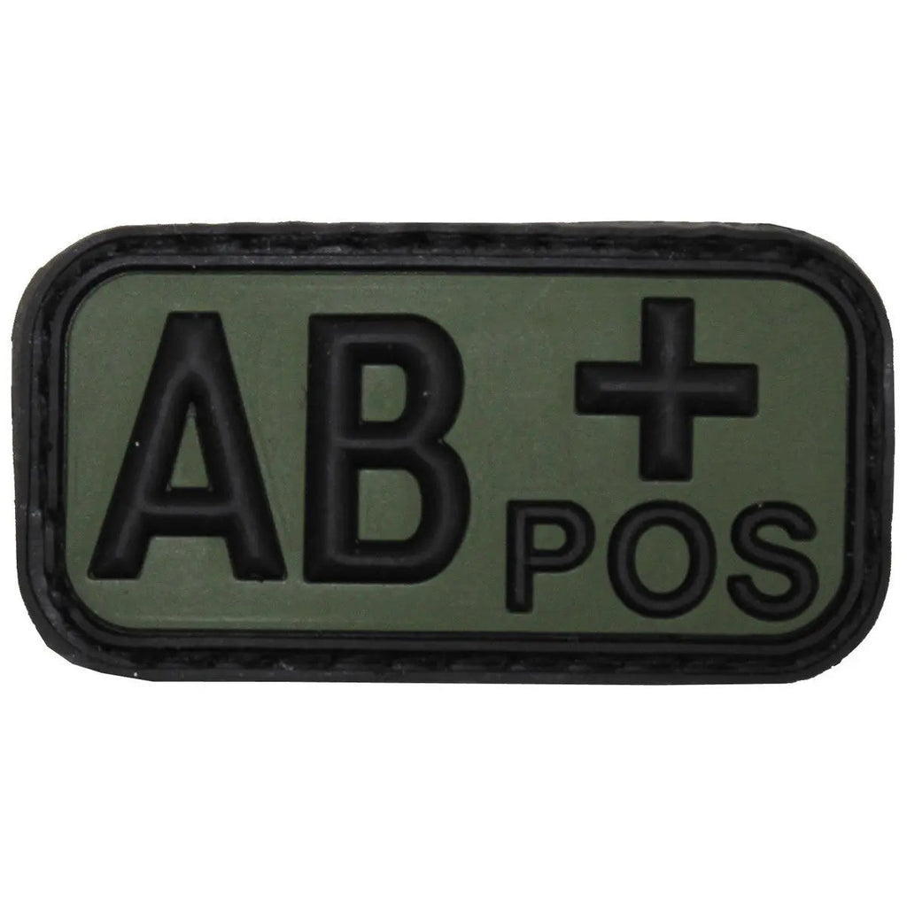 DISTRICT AIRSOFT AB positive PVC morale airsoft blood type patch olive green with raised black lettering