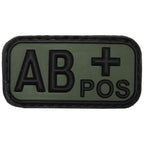 DISTRICT AIRSOFT AB positive PVC morale airsoft blood type patch olive green with raised black lettering