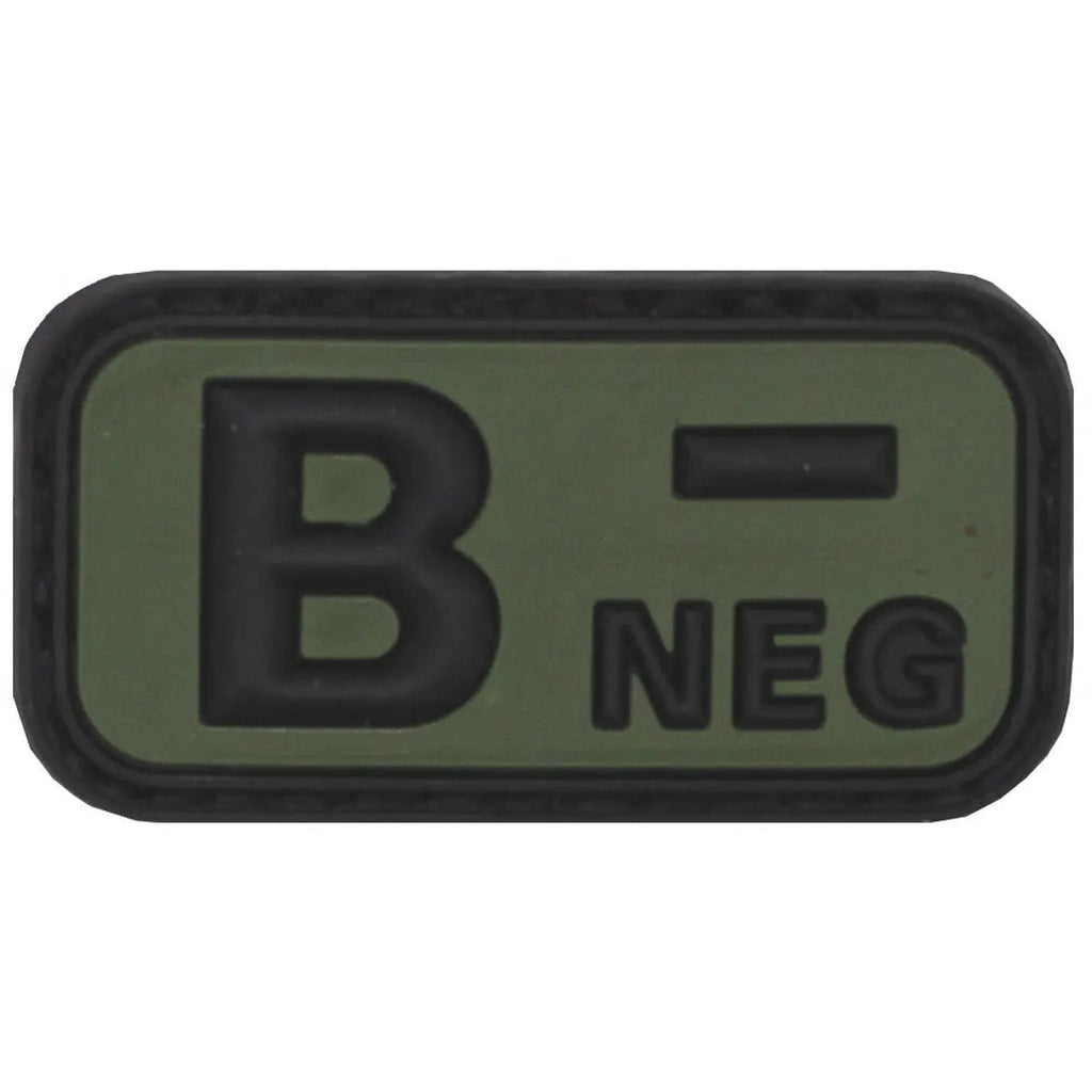 District Airsoft B negative rubber morale airsoft blood type patch olive green with black raised letters