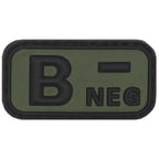 District Airsoft B negative rubber morale airsoft blood type patch olive green with black raised letters