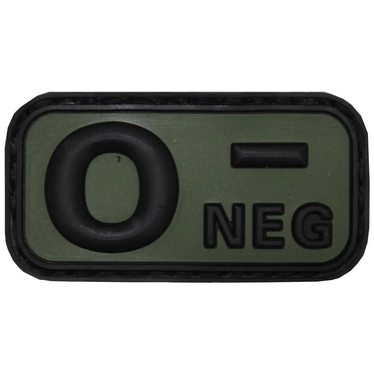 District Airsoft O negative PVC morale patch in olive drab with black border airsoft blood type patch