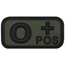 District Airsoft O positive PVC tactical olive drab airsoft blood type patch with raised black lettering