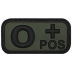 District Airsoft O positive PVC tactical olive drab airsoft blood type patch with raised black lettering