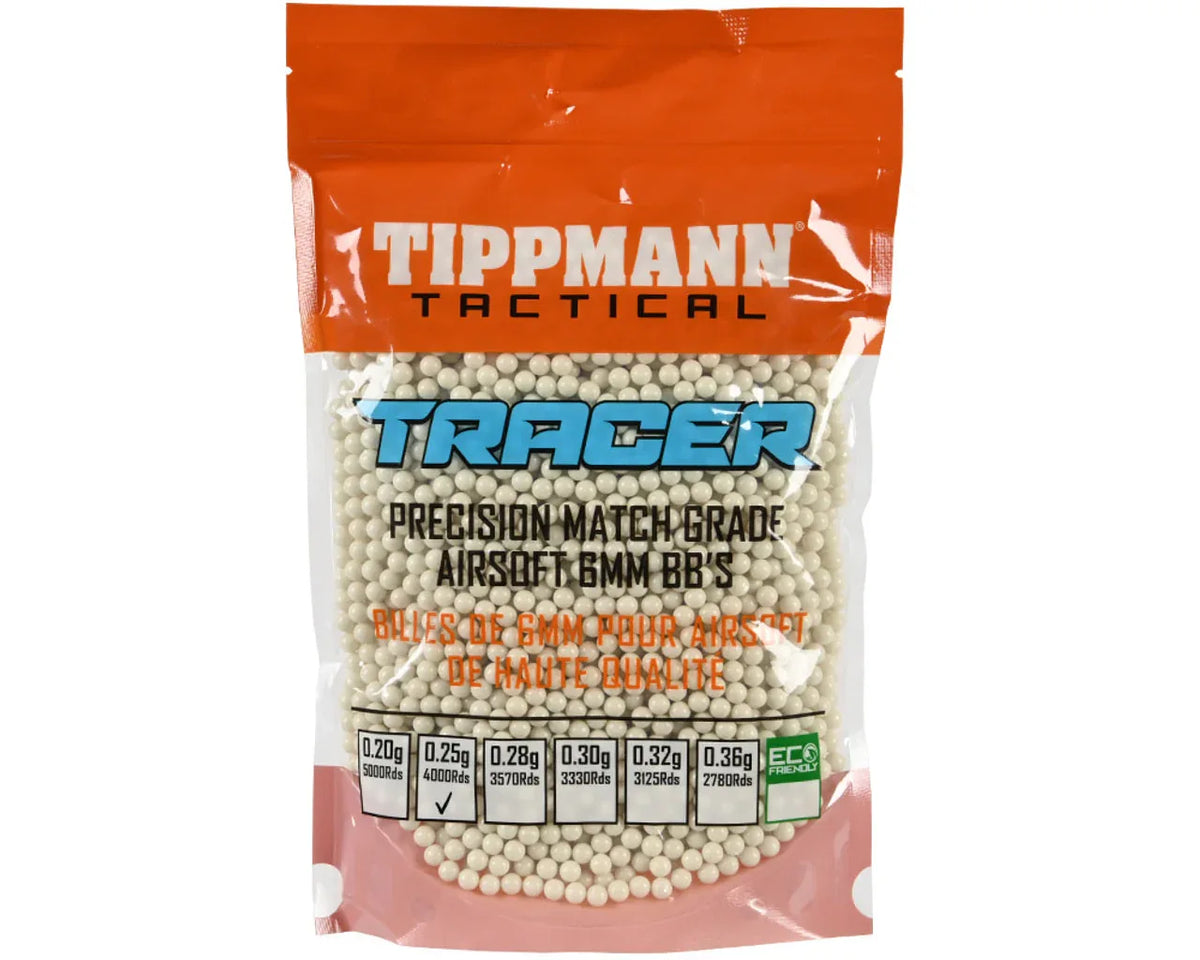 Tippmann Tracer Precision Match Grade Airsoft BBs in White 6mm Packaging for Airsoft Enthusiasts