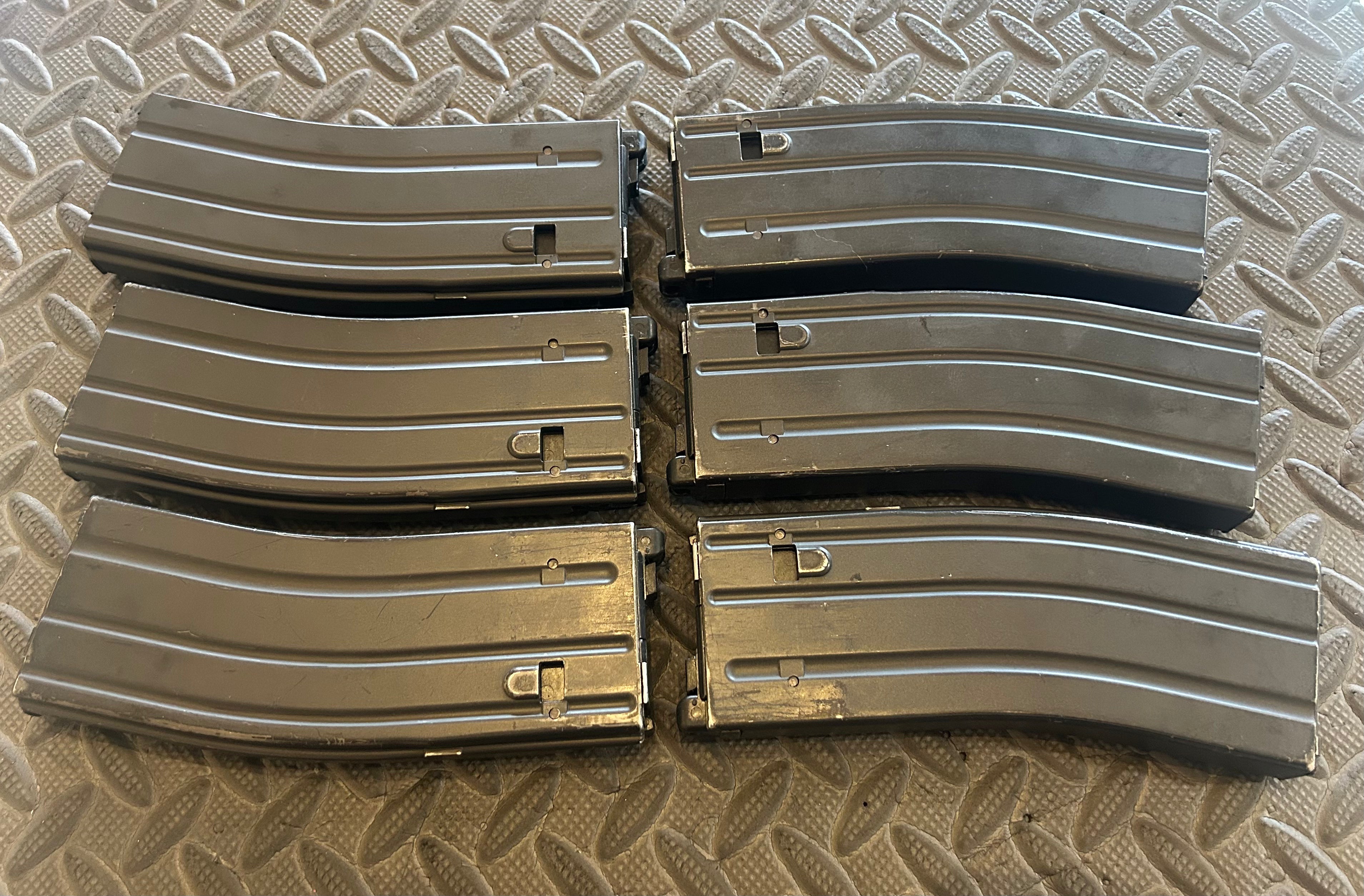 Set of six Tokyo marui MWS GBBR mag airsoft magazines in black for enhanced gameplay