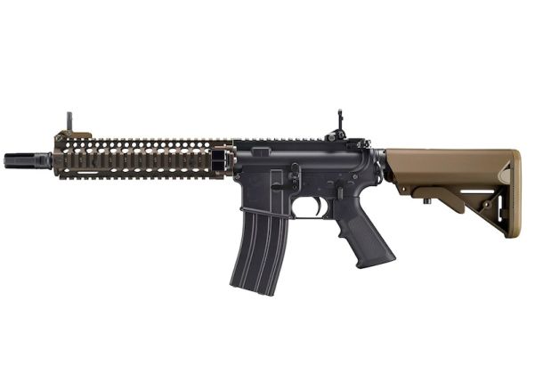 tokyo marui mk18 GBBR by District Airsoft black receiver tan stock and free float rail airsoft rifle