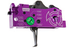 TOXICANT purple adjustable rifle trigger assembly with biohazard design and selectable pull weight settings