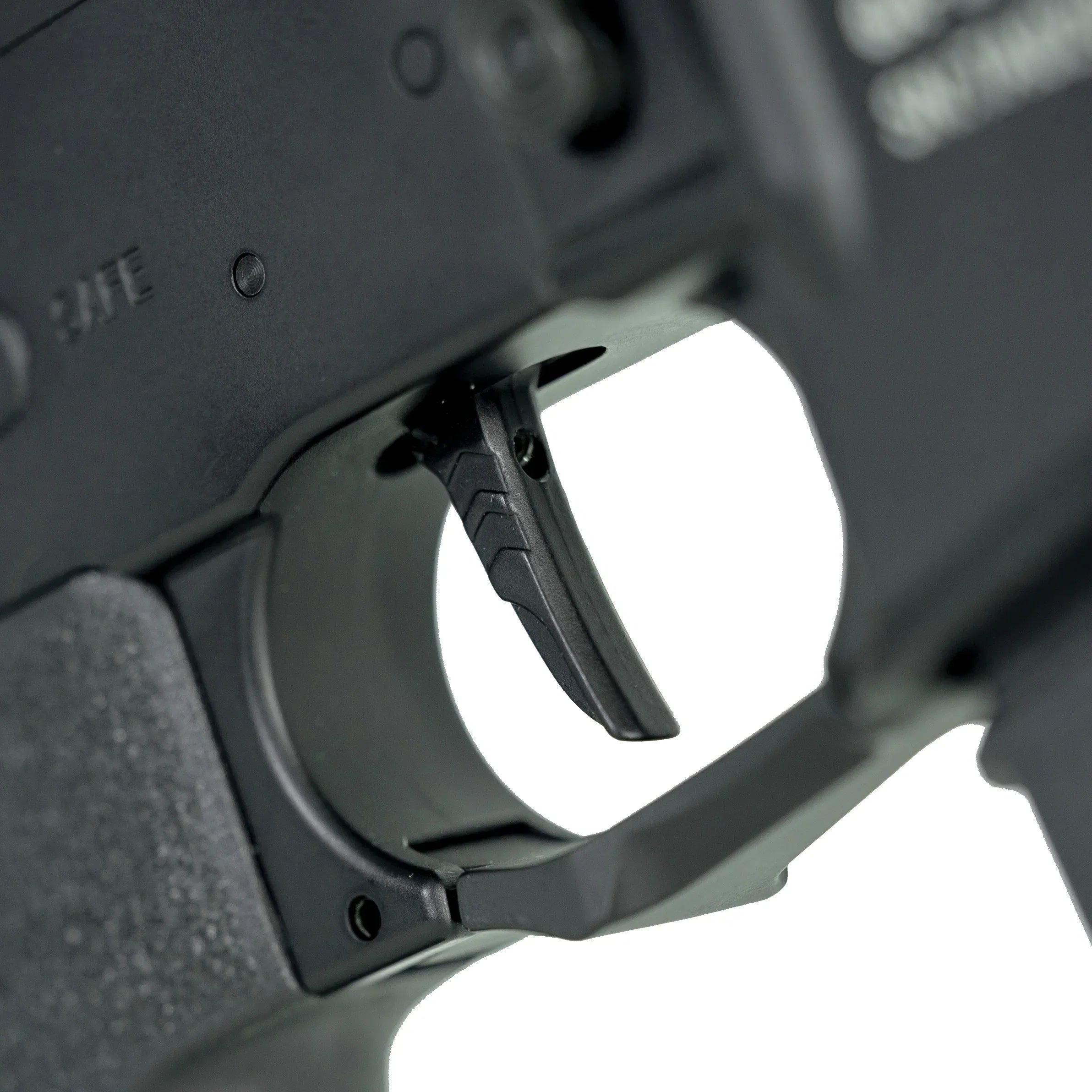 Close-up view of the trigger mechanism on the TRINITY ARMAMENT GA-TA03 AEG highlighting precision design
