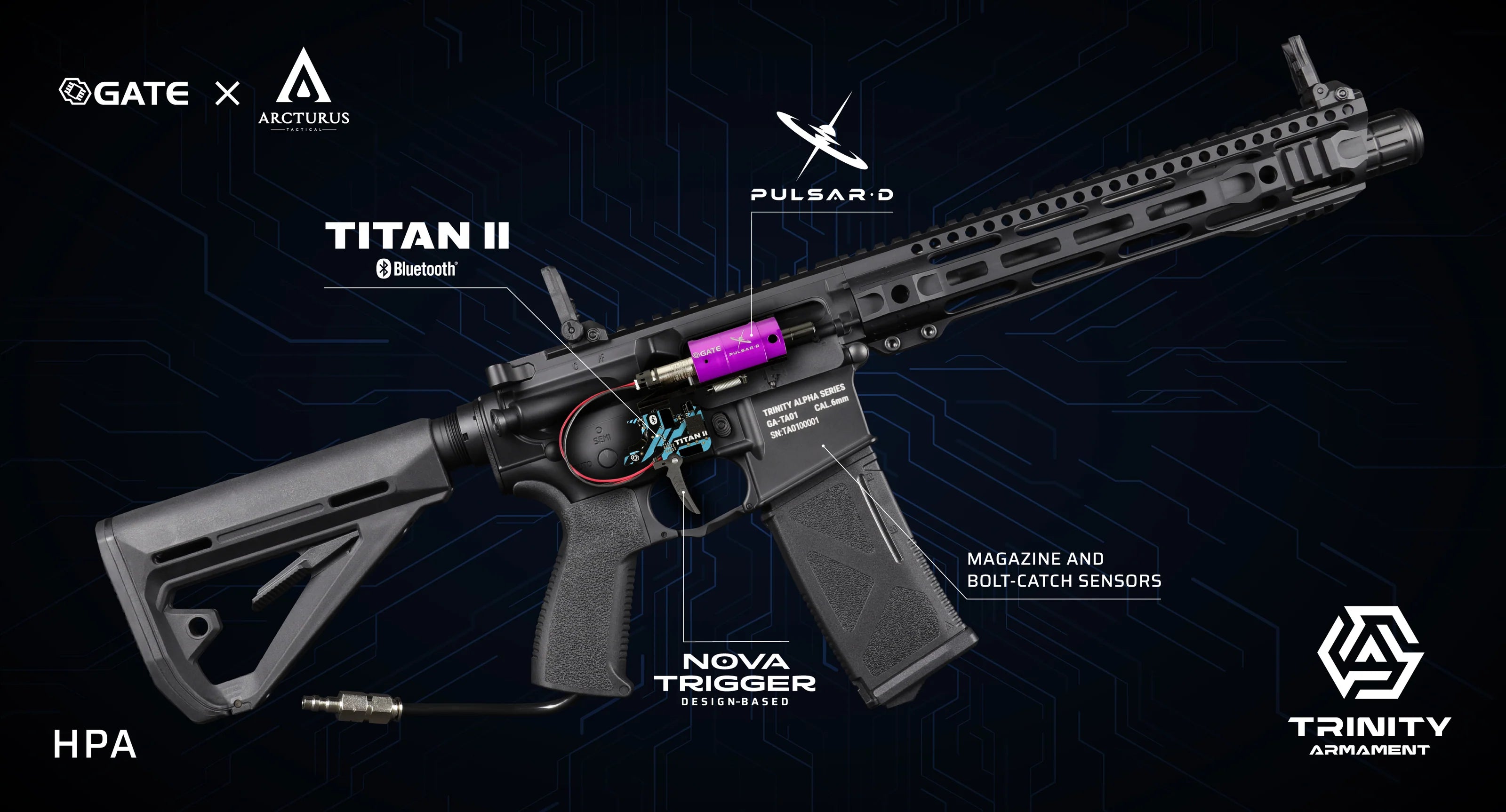 Trinity Armament HPA Titan II Rifle with Bluetooth, NOVA Trigger, and advanced sensors
