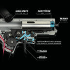 TRINITY ARMAMENT AEG internal components showing TITAN II system and sealed nozzle for advanced performance