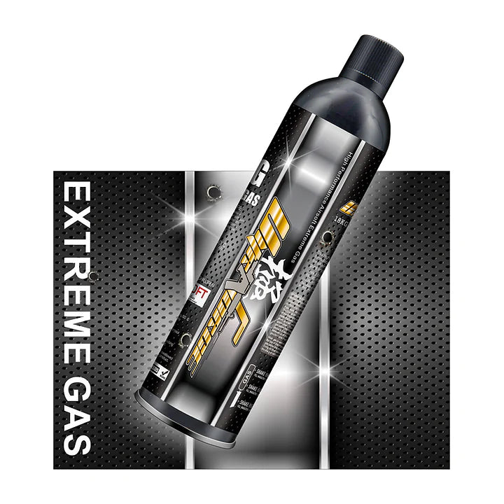 ULTRA FORCE AIRSOFT BLACK GAS 18kg canister designed for high-performance airsoft shooting