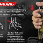Instructions for loading the ULTRA FORCE AIRSOFT SPEED LOADER 90 rnd with gas blowback series magazines