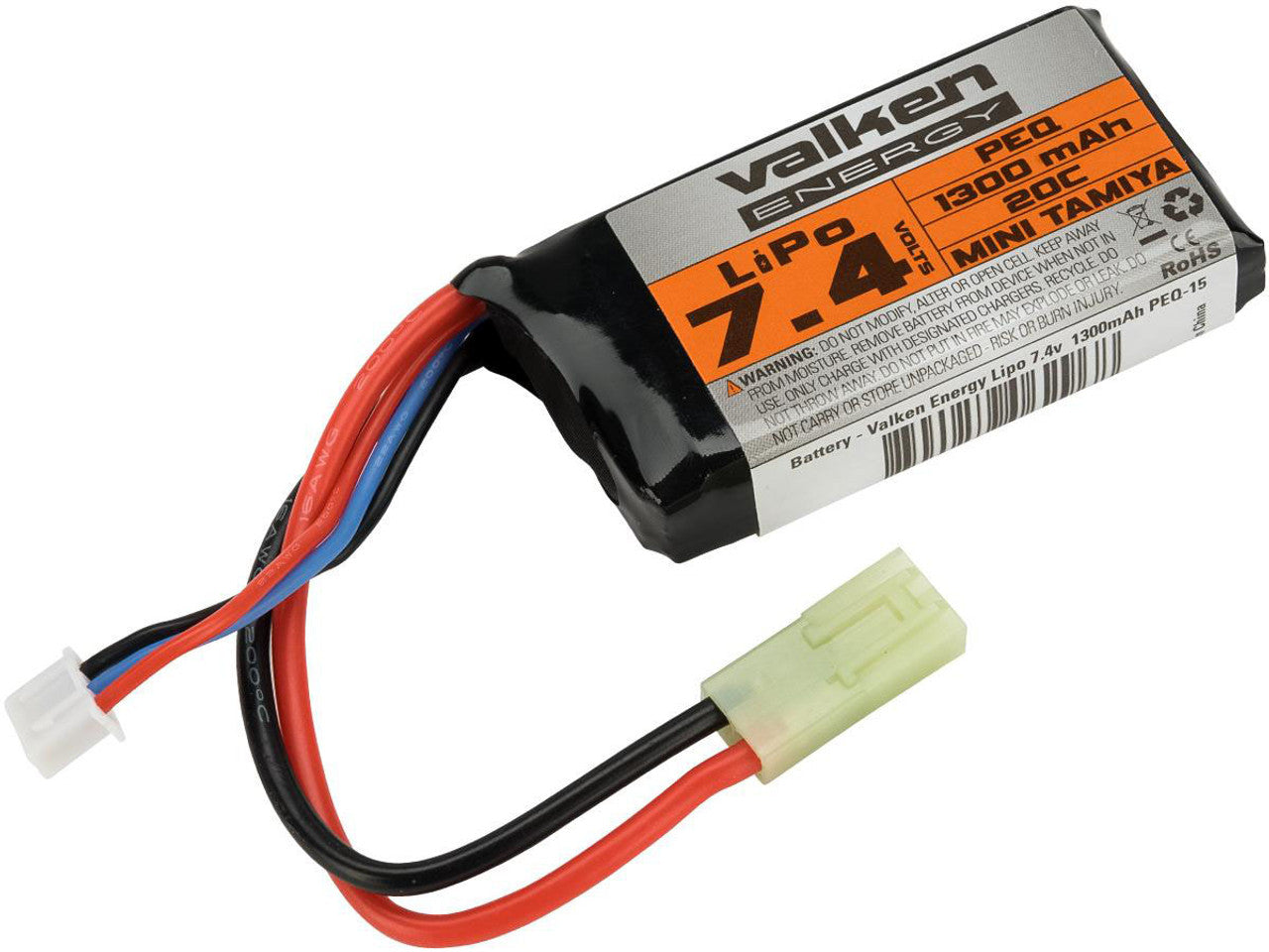 Valken 7.4V 1300mAh Lipo Airsoft Battery for optimal performance in airsoft guns
