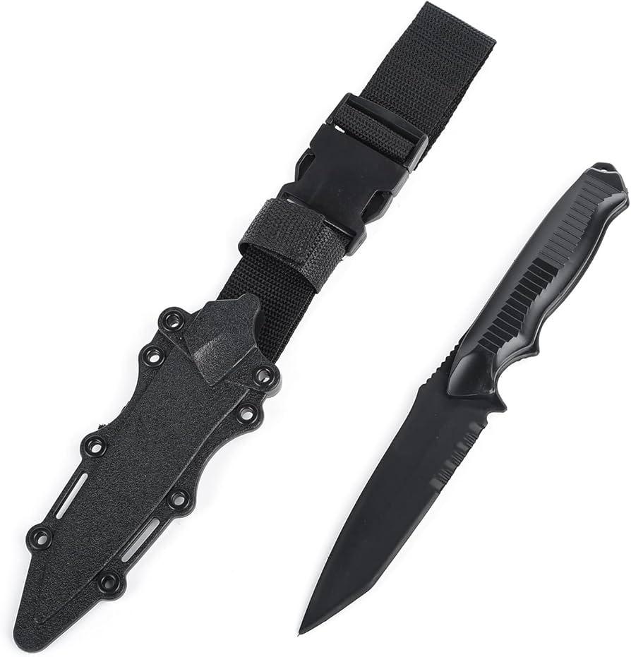 WADSN TACTICAL KNIFE with Black Blade and Durable Sheath for Outdoor Use