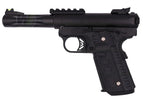 WE Galaxy 1911 airsoft pistol with tactical rail and textured grip for enhanced control