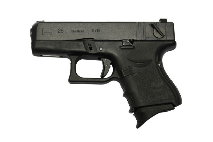 WE TECH G26 GEN 4 GBB AIRSOFT pistol in black with detailed grip and tactical design