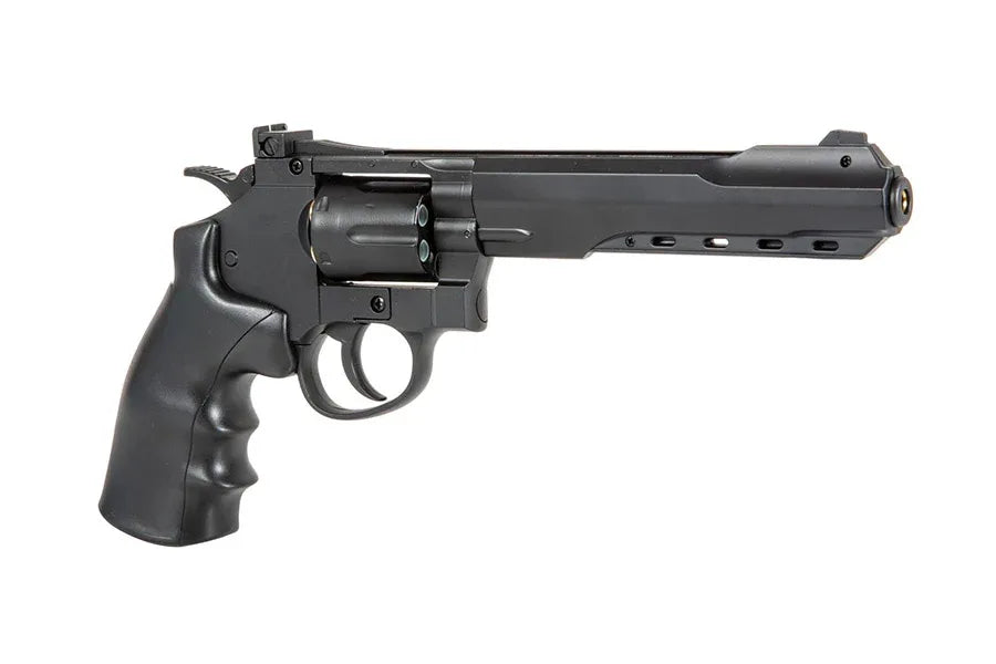 WELL G296C BLACK C02 REVOLVER with sleek design and textured grip for accurate shooting