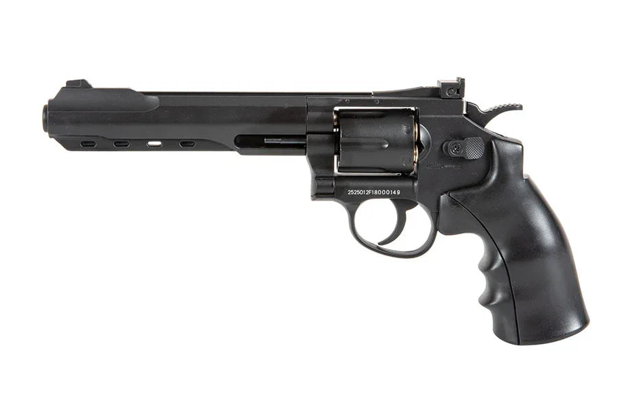 WELL G296C BLACK C02 REVOLVER with realistic design and smooth grip for airsoft enthusiasts