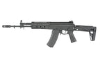 WELL PRO AK12 GBBR in black with adjustable stock and tactical rail for airsoft enthusiasts