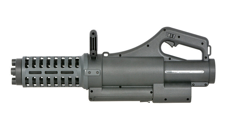 WELL PRO MINIGUN AIRSOFT by WELL with black tactical design and rotating barrel
