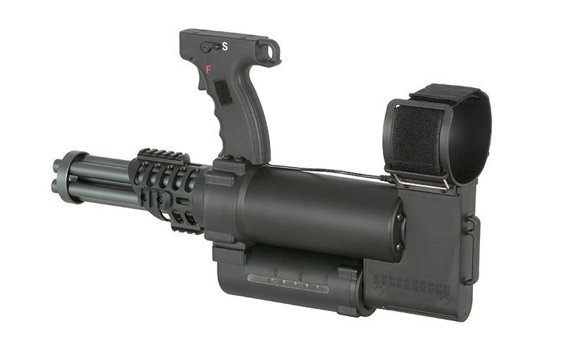 WELL PRO MINIGUN AIRSOFT AEG with black body and ergonomic handle by WELL